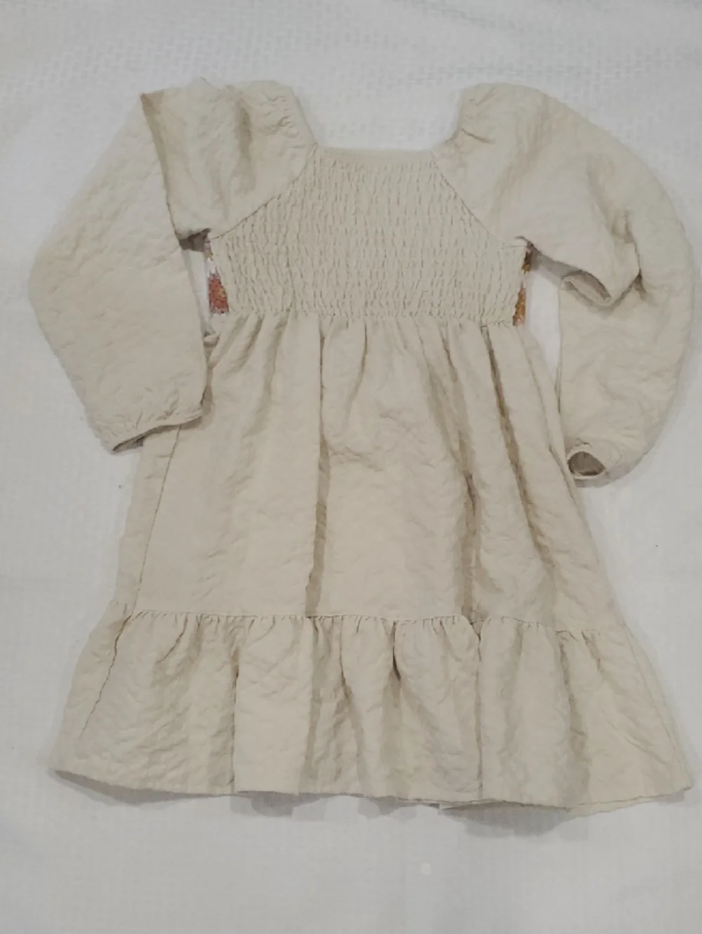 LC Lauren Conrad Cream Dress with Multicolor Crochet Yoke